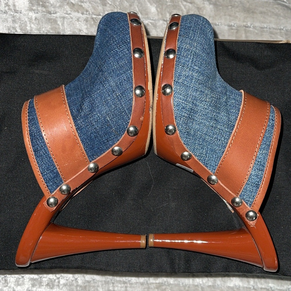 Dolce&Gabbana clogs heels 4” excellent condition denim n leather gorgeous sz 37 - Picture 6 of 8